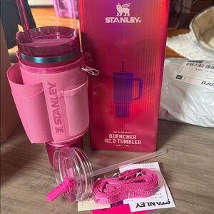 Stanley Pink Quencher Tumbler with Matching Lid, Straw & Sleeve